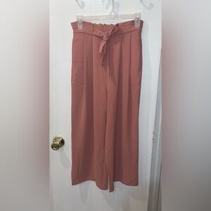 Zara Pink Wide Leg Culotte Paperbag Pants
